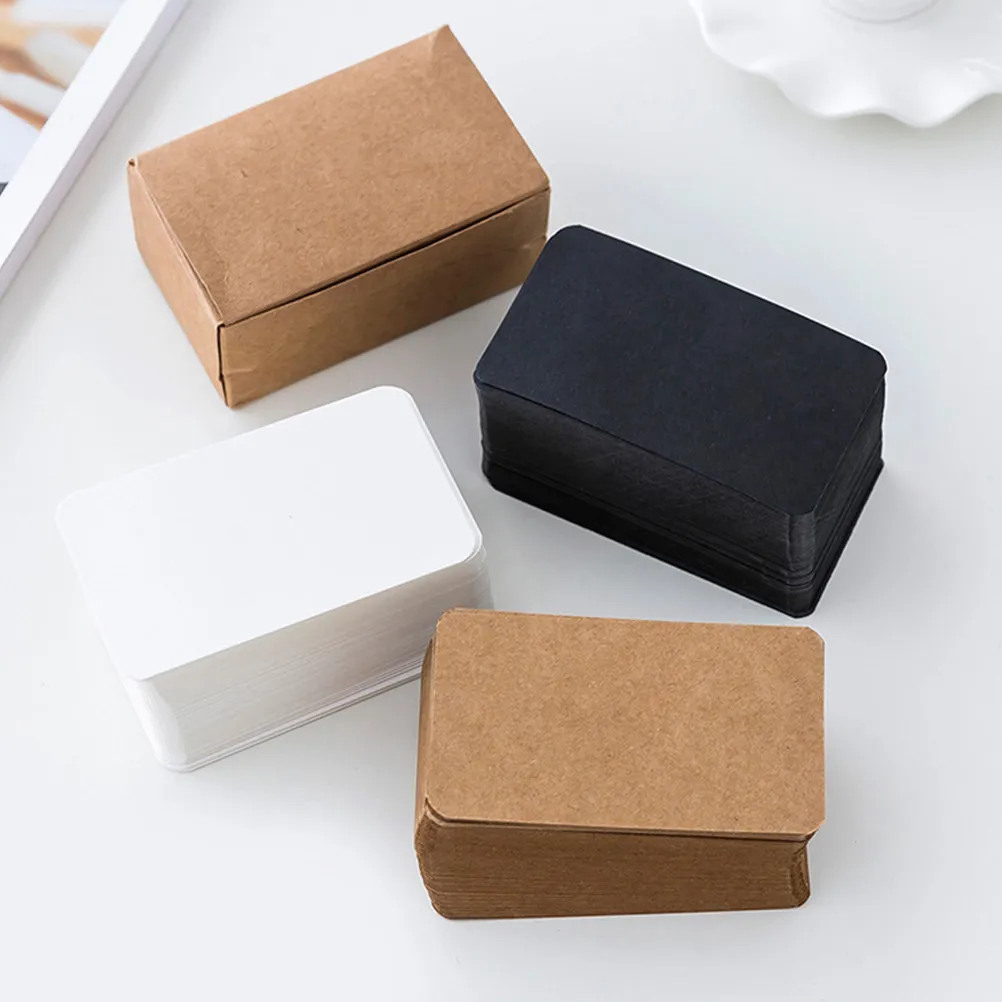 300Pcs Portable Note Cards Set White Kraft Black Paper Memo Cards for Reminders Lists Book Marking Gift Stationery Supplies