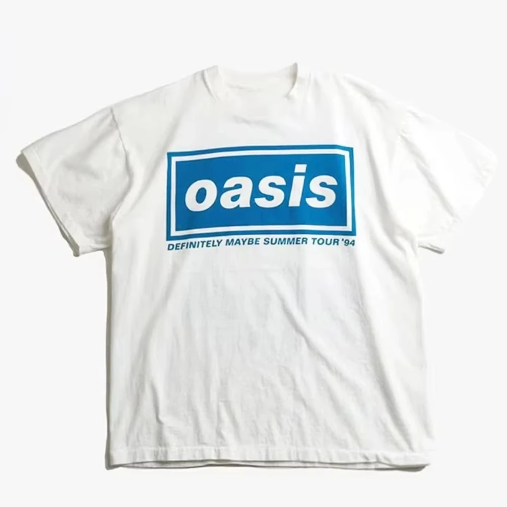 2026 Summer Oasis Band Rock T-shirt Retro Punk Print T Shirt Breathable Casual Short Sleeve T-shirt Breathable Men and Women