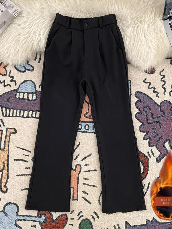 

Men's Flared Straight Leg Pants Autumn Winter Thiened Fce American Sle Trendy Brand Semi-Elastic Wide Leg Casual Trousers