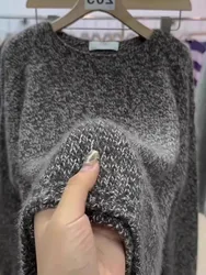 This year's popular soft waxy yarn grey 100 pure cashmere sweater women loose thick sweater base wool sweater
