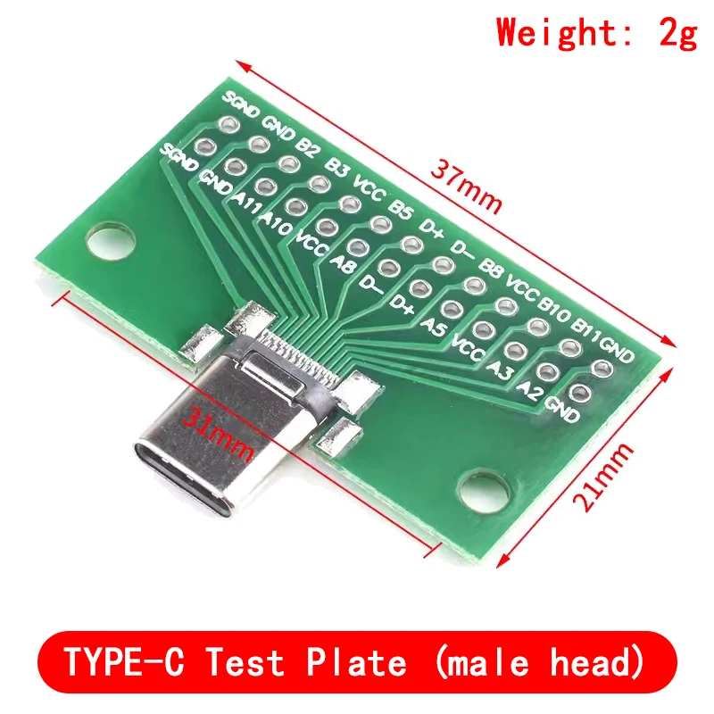 USB 3.1 Connector Type-C Adapter Plate PCB Board Female Male Head Convertor 2*13P to 2.54MM Transfer Test Board USB3.1 Module