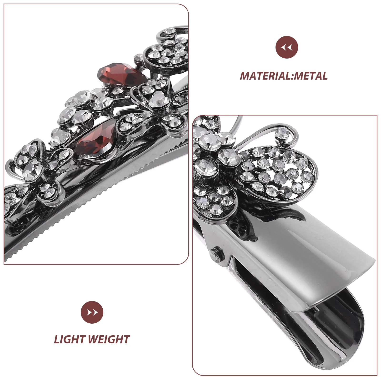 

Elegant Bow Tip Pointed Mouth Hair Clips for Women Large Rhinestone Vintage Lightweight Comfortable Bridal Party Hair for Girls