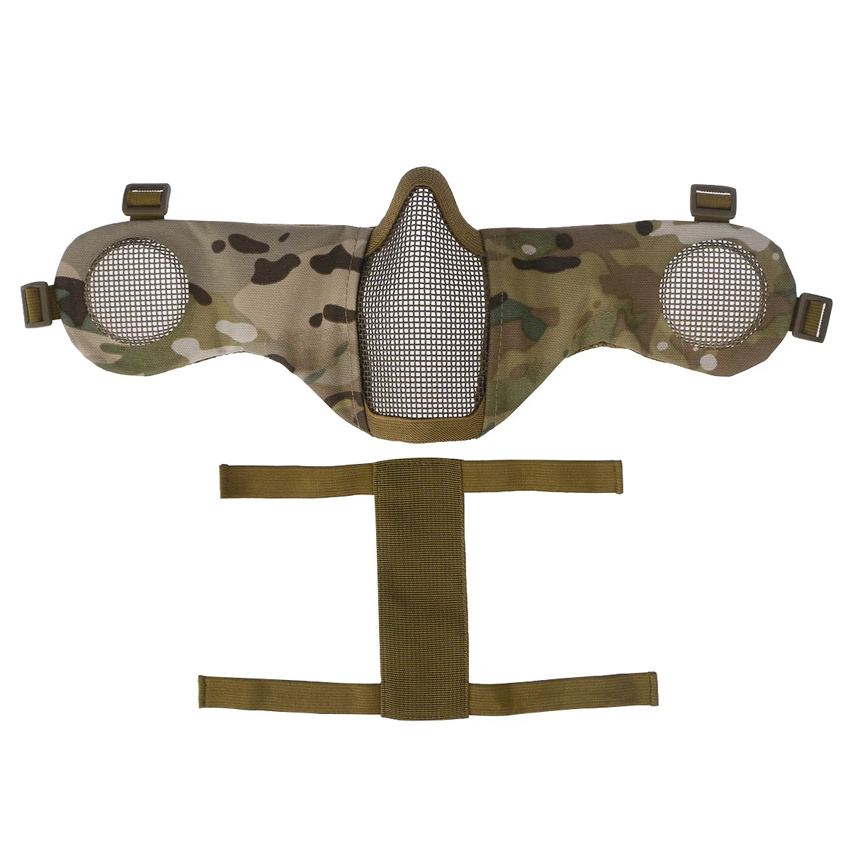 Máscara de media cara de malla de acero al carbono, equipo protector plegable de estilo militar para actividades al aire libre de caza CS, color negro