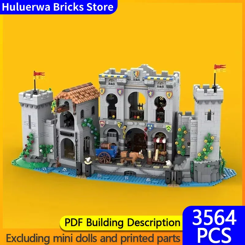 Medieval Street View Model MOC Building Bricks Lion Castle Port Modular Technology Gifts Holiday Assemble Children Toys Suit