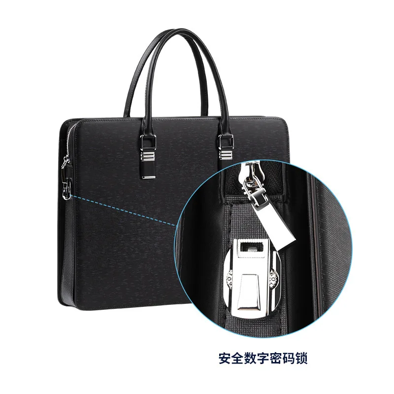 New Handbag Man‘s Anti-theft Password Lock Computer  Briefcase Multifunctional Cowhide Business Bags  Genuine Leather Men‘s Bags