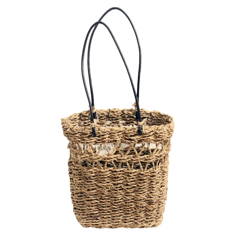 

Straw Weave Basket Tote Storage Fresh Rural Style Artificial Flower H Woven Decorative Natural Material Living Bedroom Office