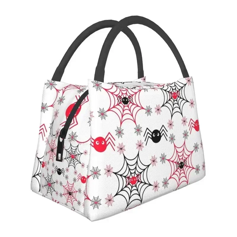 Gothic Halloween Spider Web Lace Thermal Insulated Lunch Bag Women Bats Resuable Lunch Container Multifunction Meal Food Box