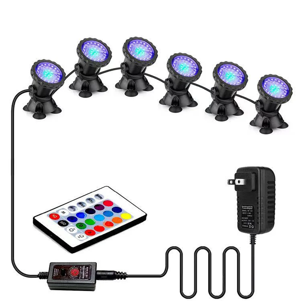 RGB LED Underwater Light IP68 Waterproof Aquarium Lamp 36leds Landscape Spot Light for Swimming Pool Tank Fountains Pond Water