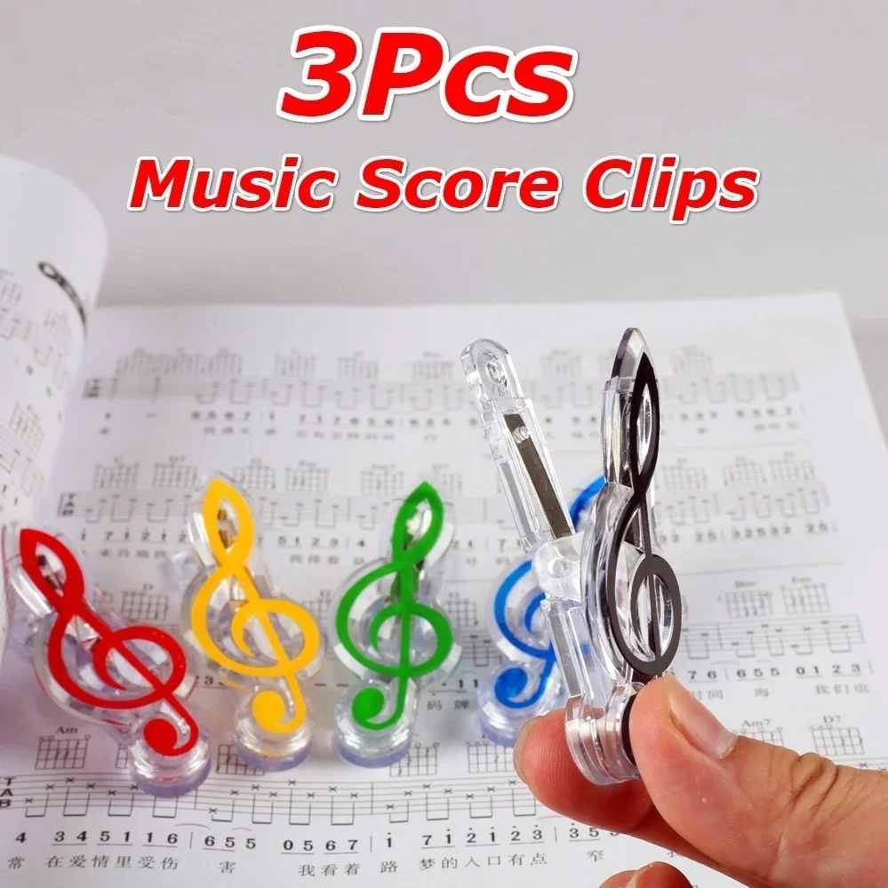 

3Pcs/set Book Paper Sheet Clips Steel Spring Score Funny Mini Music Folder Clips Decorative Paper Musical Notation Clips