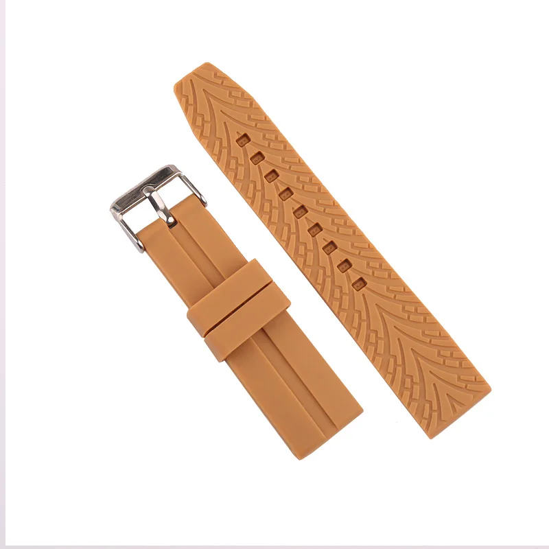 إكسسوارات الساعة حزام مطاط السيليكون بلون الحلوى 22 ملم بإبزيم دبوس للرجال والنساء سوار معصم رياضي مقاوم للماء