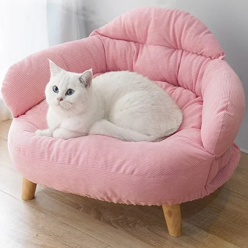 

Little Sofa Cats Bed Detachable for Sleeping Solid Wood Cats Medium Bed Washable Katten Mandje Bed Pets Furnitures Houses