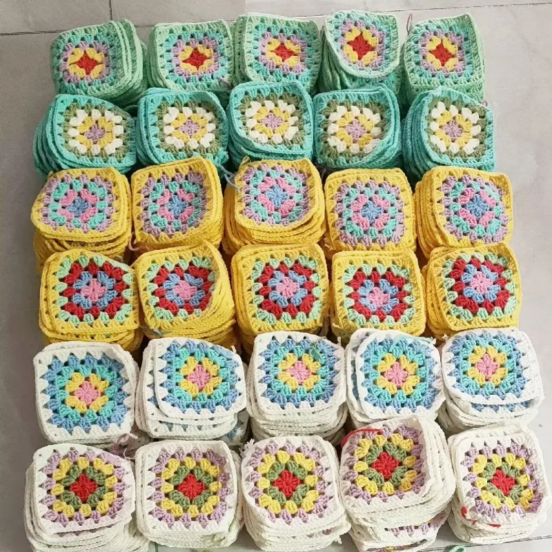 

DIY Crochet Multicolor Square Coasters, Table Mats Decoration, Handmade Crochet Cup Pad, Wool Clothes Patch, 11cm, 10Pcs per Lot