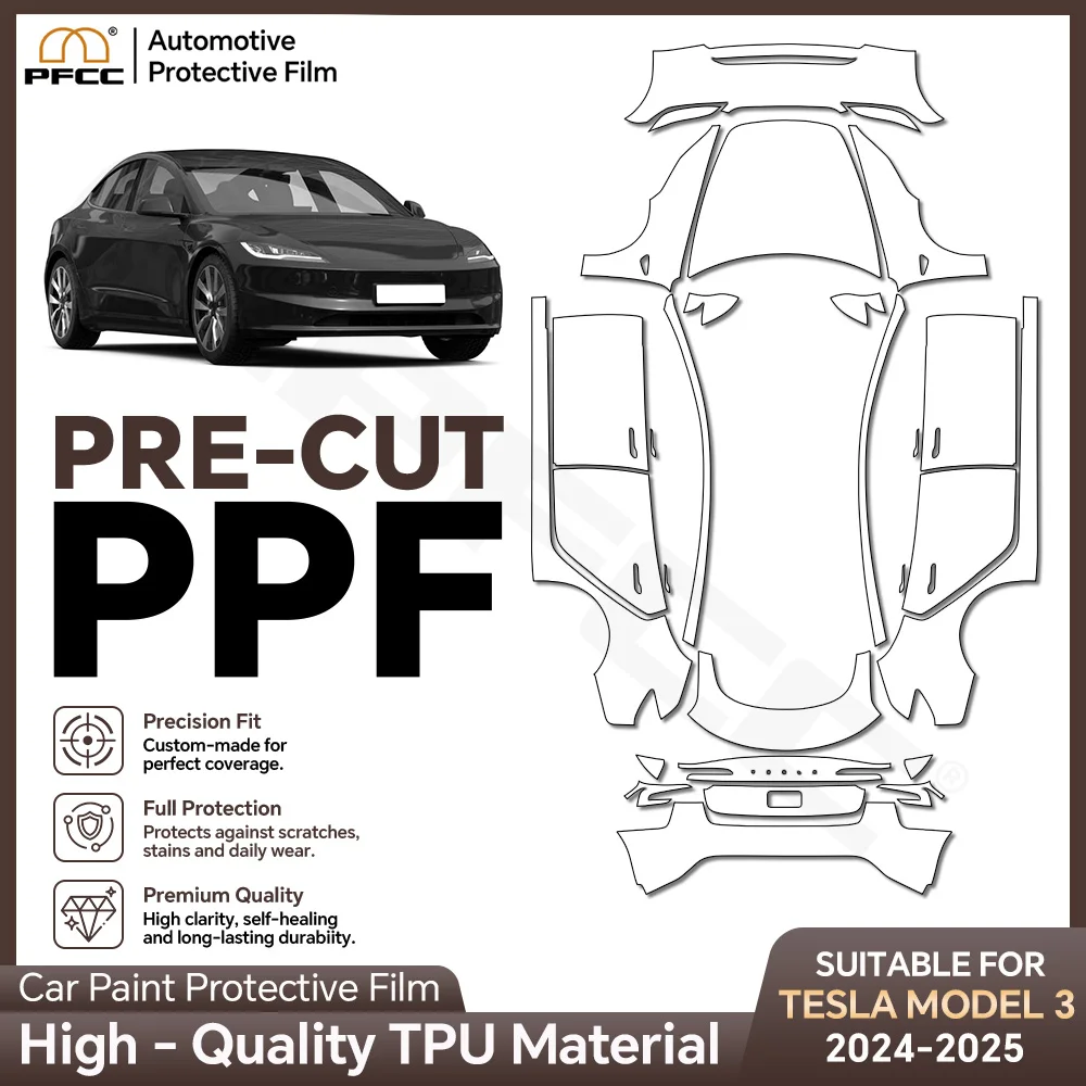 For Tesla Model 3 2018-2023 Pre-Cut Paint Protection Film PPF Transparent Car Film Professional Automotive PPF 8.5Mil