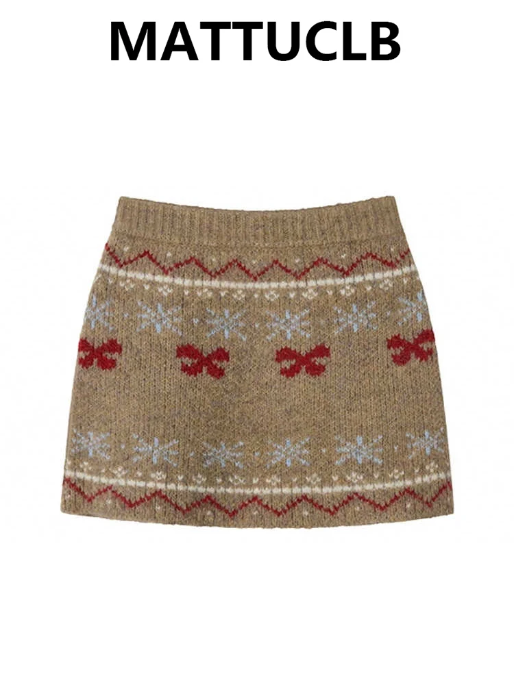 

Осень-зима, женская мини-юбка Fair lsle, вязаная юбка, французская винтажная эстетичная вечерняя вечеринка, дизайн Y2k, рождественская микро-юбка, новинка