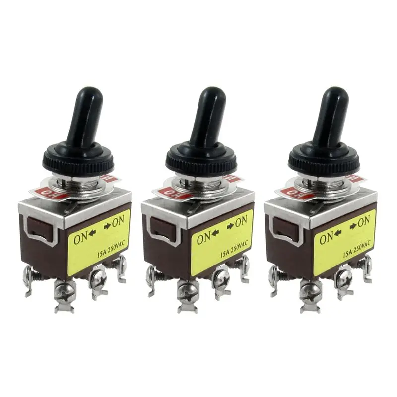 A84E-3X AC 250V 15A On/On 2 Position DPDT Toggle Switch With Waterproof Boot