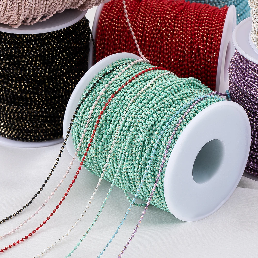 

1M 5M Enamel Ball Bead Chain 1.5mm Copper Beaded Chains for Bracelet Necklace Clothing Accessories DIY Jewelry Making Wholesale