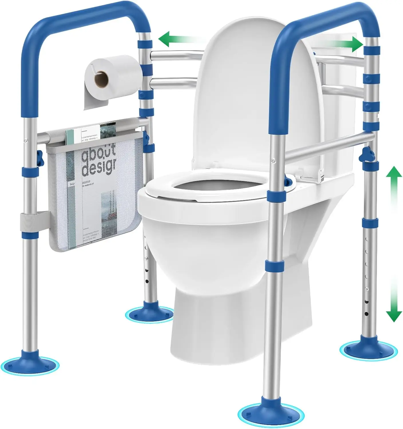 

Adjustable Toilet Safety Rails for Elderly and Disabled, Foldable Handles Fit Most Toilets (350 Lb Capacity)