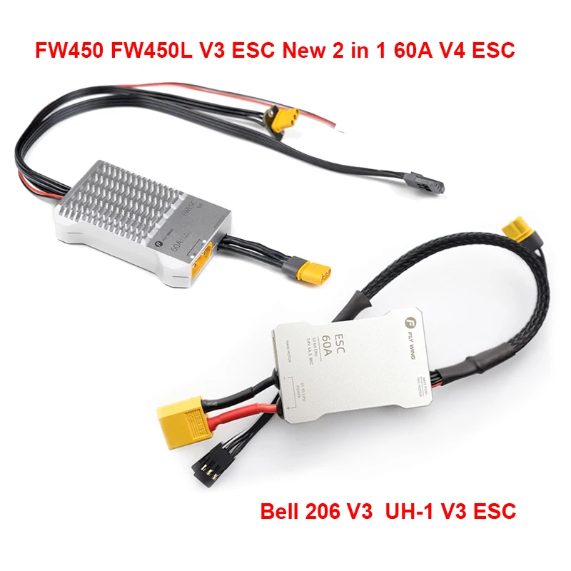 FLYWing FW450 FW450L V3 ESC Main ESC 6S New 2 in 1 60A V4 ESC flywing Bell 206 V3 ESC fly wing UH-1 ESC UH1 ESC