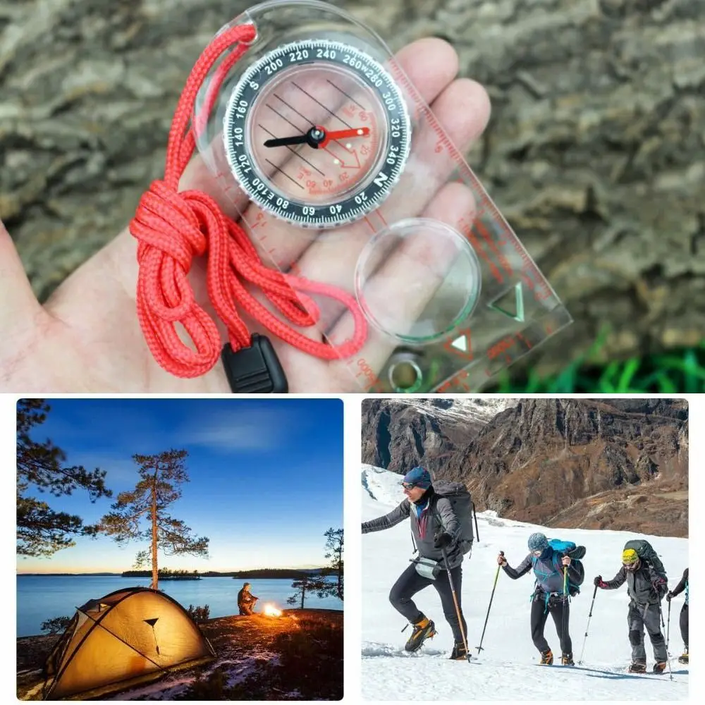 New Acrylic Map Ruler Compass Multi-function Portable Orienteering Navigation Transparent Baseplate Compass Hiking
