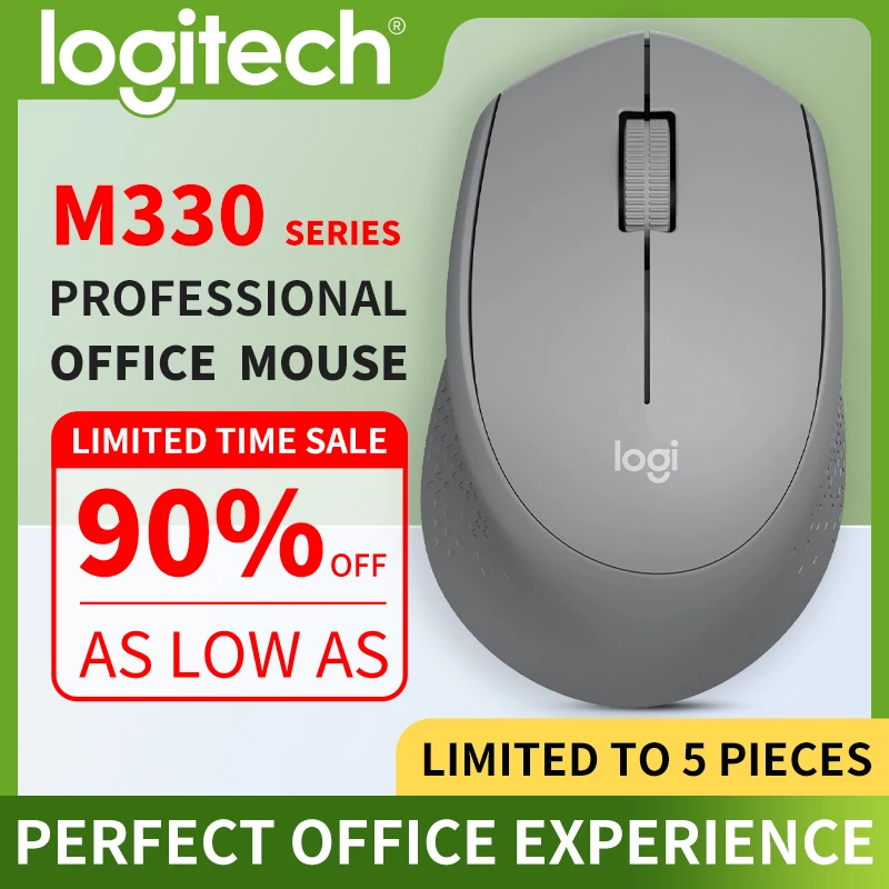 ماوس المكتب Logitech M330 Professional مدمج وهادئ ومريح للحمل ومريح للمس ومصمم خصيصًا