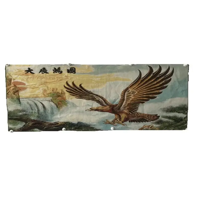 Chinese Old Color Brocade 'Dapeng' Embroidery Artwork Decorative Home Decor Piece Traditional Cultural Wall Hanging