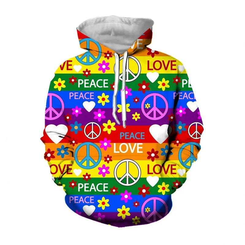 

Love Peace Graphic Sweatshirts Fashion Hip Hop Hoodies For Men Clothes Casual Women Pullovers Vacation Streetwear Tracksuit Tops