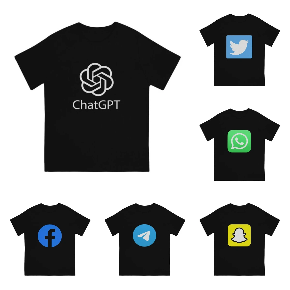 Men  ChatGpt  Snapchat  WhatsApp Telegram Printing graphic t shirts Men's polyester long sleeved T-shirt  breathable