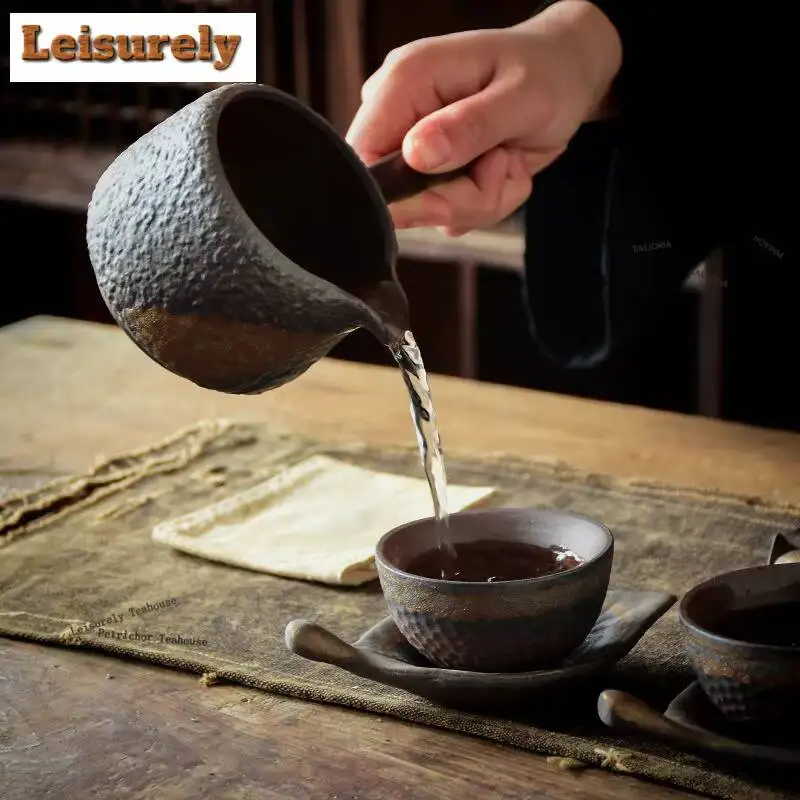 270ml Gilt Crude Pottery Tea Pitcher Pour Tea Cha Hai Dispenser Justice Cup Tieguanyin Fair Mug Teaset Decoration Accessories