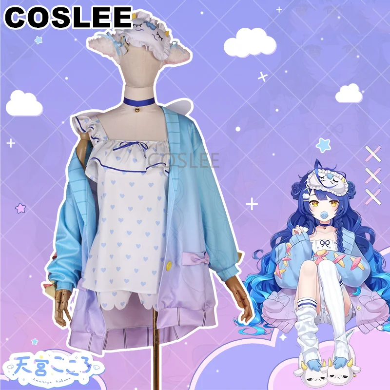 COSLEE VTuber Nijisanji Amamiya Kokoro New Clothes Cosplay Costume Pajamas Home Clothing Role Play Halloween Outfit Women XS-XL