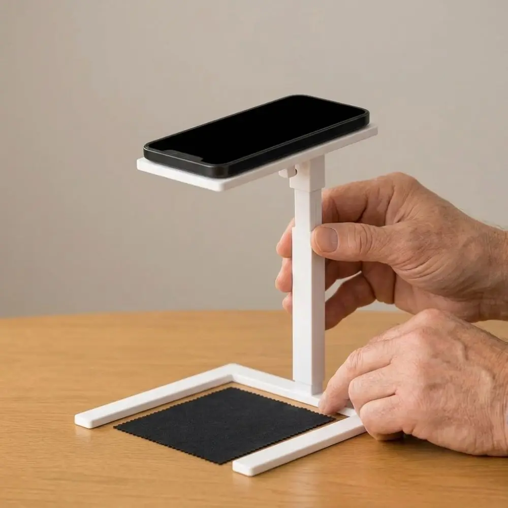 3D Printed Coin Photography Stand U-Shaped Open Base Overhead Phone Holder Hands-free Adjustable Vertical Macro Shot Phone Mount
