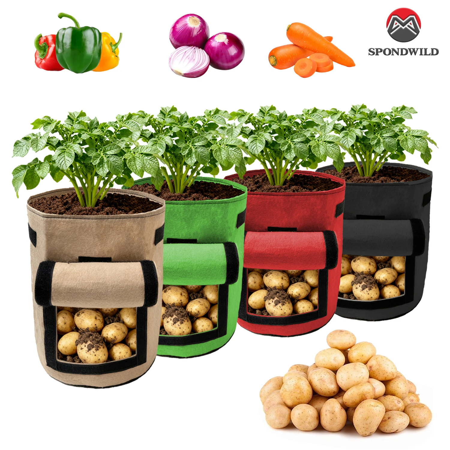 

12 упаковок мешков для выращивания 5/7/10 галлонов, дышащие нетканые кашпо для теплицы, горшки для посадки картофеля и овощей