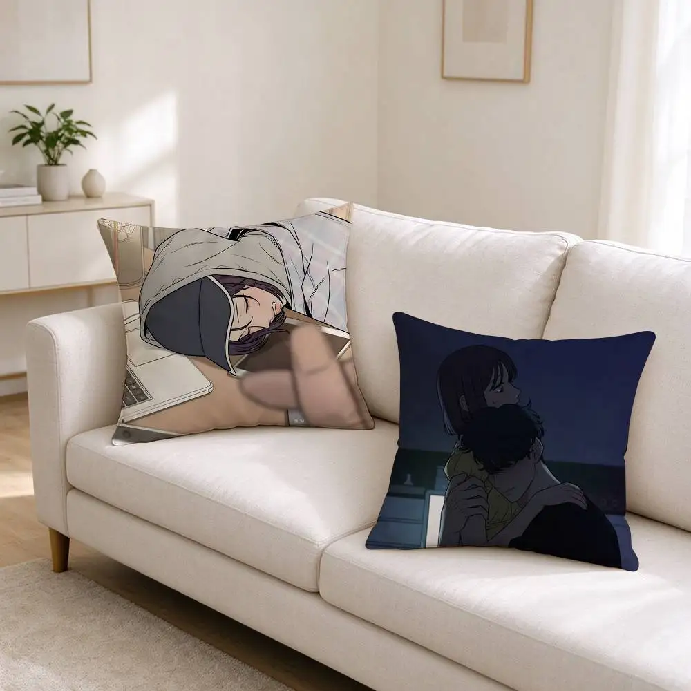 O-Operation True Love Pure Love Operation  Pillow Case Square Double-Sided Sofa Cushion Cover Bedroom Bedside Pillow
