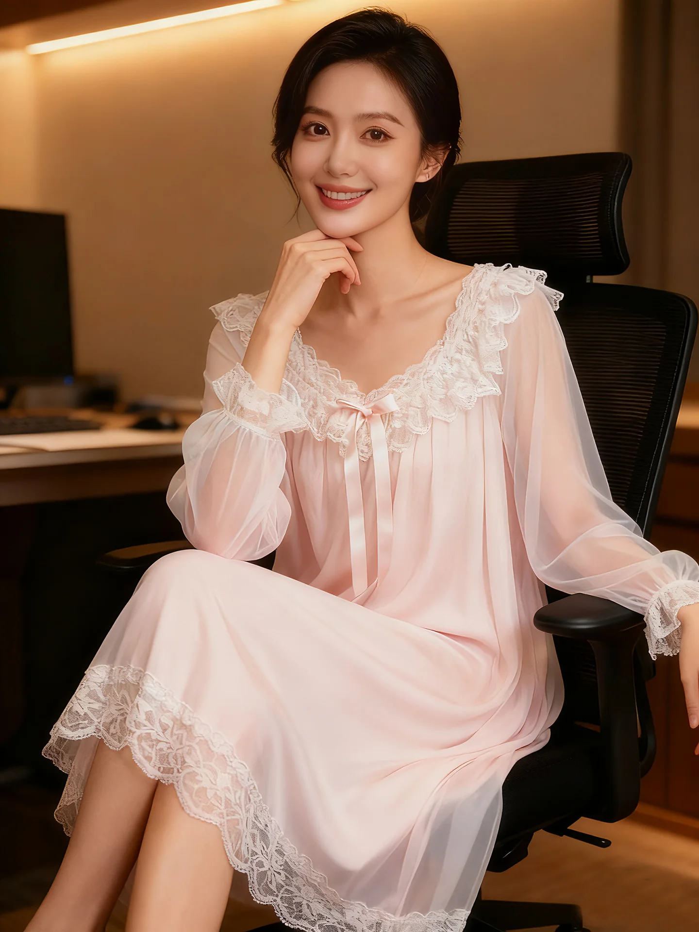 ele-lace-sp-dr-women's-long-sve-home-clothes-sexy-spwear-v-ne-pullover-nylon-fabric-autumn-seasonal