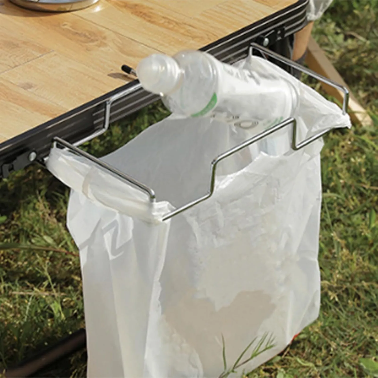 Estante de almacenamiento de basura para acampar al aire libre, organizador colgante de basura de cocina, soporte para bolsa de basura de Picnic de acero inoxidable, herramientas para exteriores