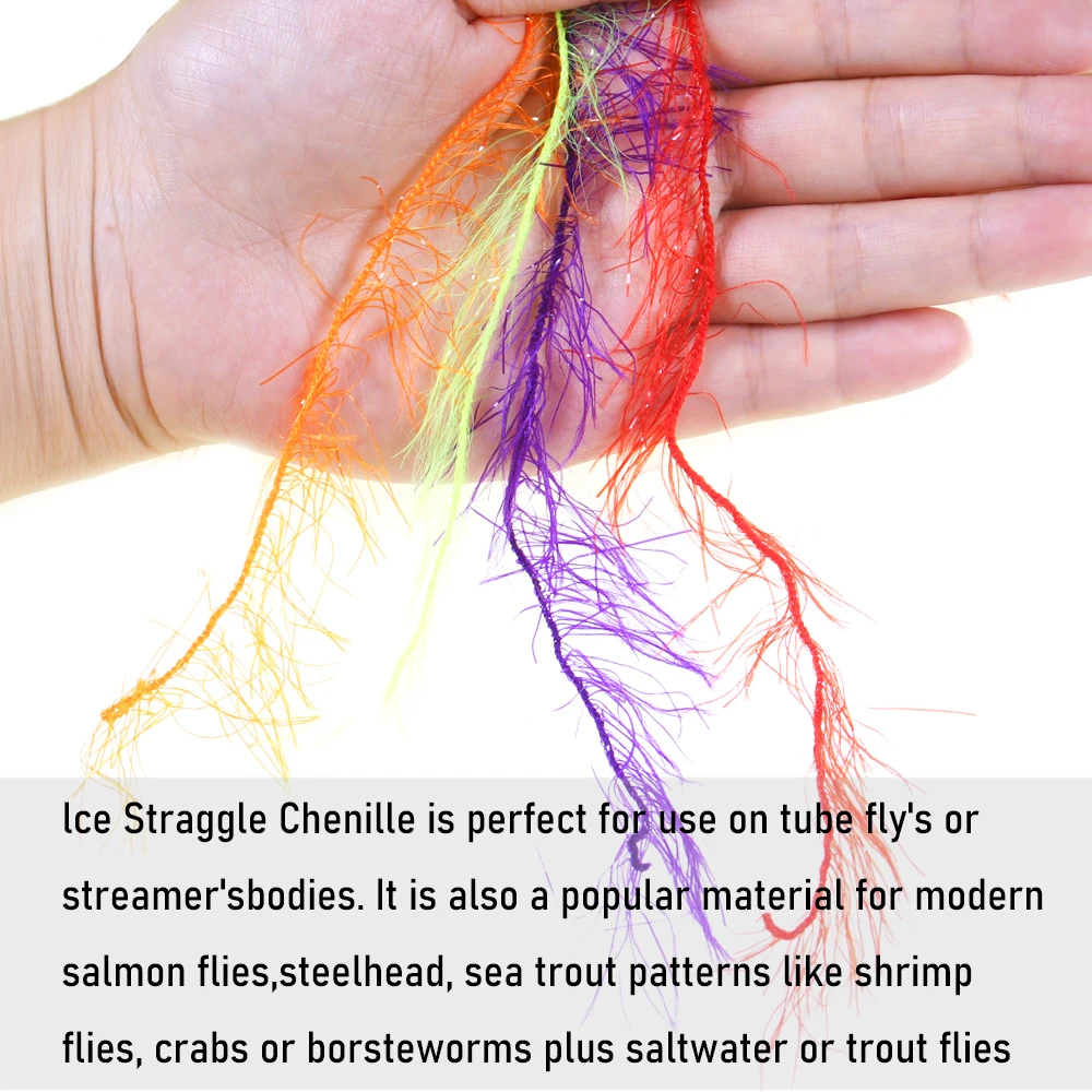 5Meters/Card Fly Fishing Ice Straggle Chenille Salmon Steelhead Sea Trout Flies Lure Tying Material