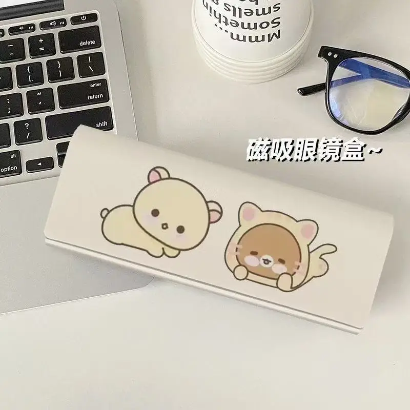 حافظة نظارات Rilakkuma على الطراز الياباني صندوق تخزين نظارات قصر النظر جذابة مغناطيسية لطيفة سعة كبيرة صندوق نظارات شمسية مضاد للسقوط