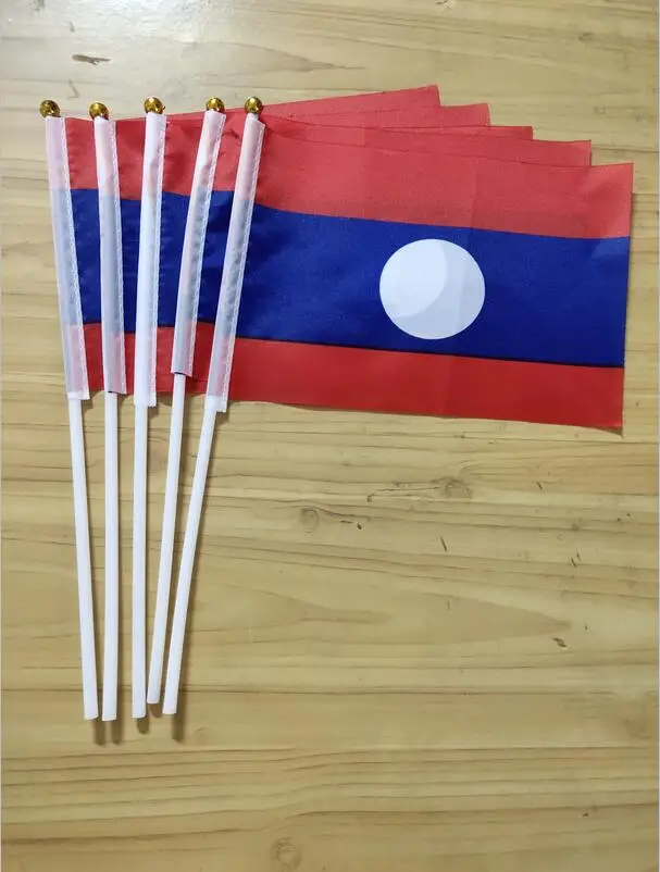 KAFNIK,50 Or 100pcs Laos/Palestinian/Syria/Kuwait/Angola/Andorra/SAN marino/Slovakia/Liberia flag 14*21CM hand flag with Pole