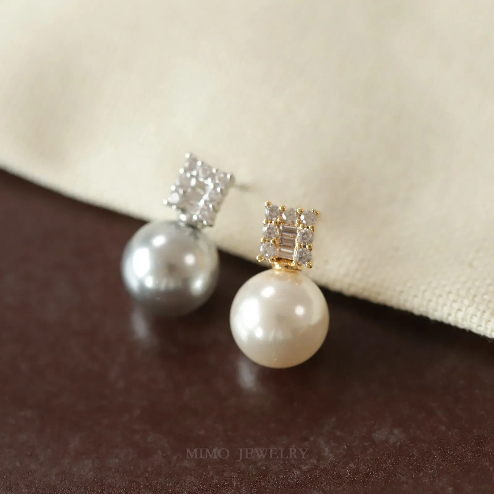 Copper-plated Real Gold Simple Temperament Square Zircon Empty Bracket Earrings, Earclips DIY Handmade Accessories