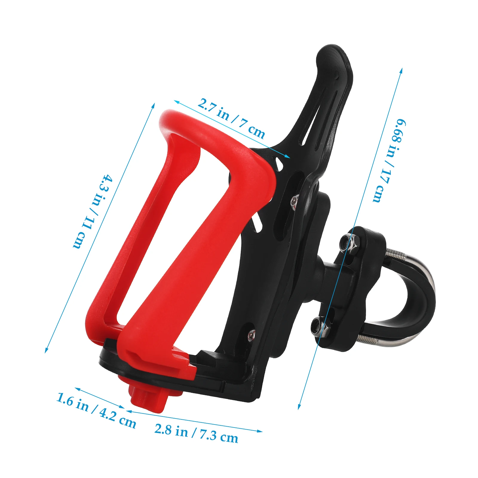 

Motorcycle Bicycle Water Cup Holder -U Type Red PU Universal Fit Adjustable Clamp Stable Handlebar Mount Easy