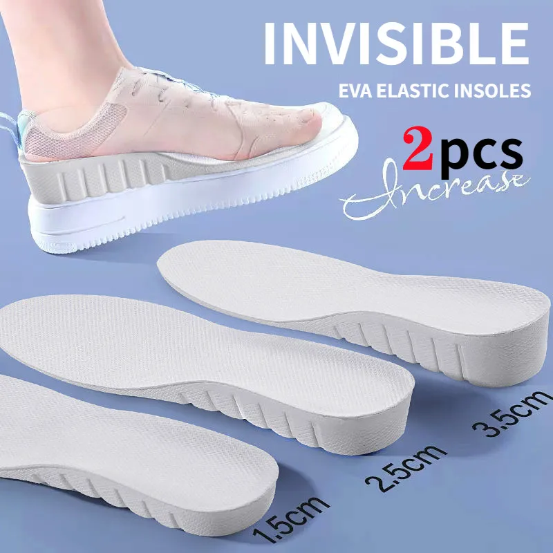 2Pcs Invisible Height Increase Insoles for Feet Men Women EVA Lightweight Shoe Sole Pad Heel Lift Arch Support Insole Orthopedic