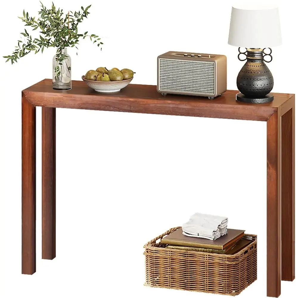 

Walnut Narrow Solid Wood Entryway Table for Living Room, Hallway, and Bedroom