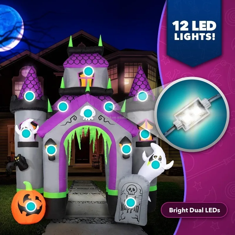 Halloween Party Inflatable Haunted House Arch PVC Blow-up Castle Festive Decorations Outdoor Inflatable Haunted House Arch
