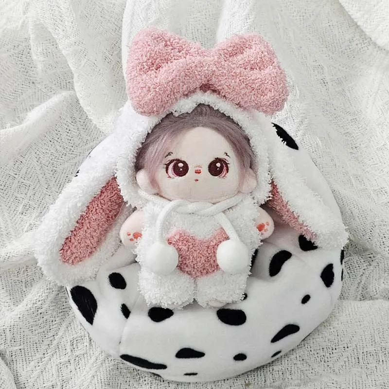 Vêtements de poupée en coton de 10cm, joli ensemble de lapin de dessin animé pour 17cm, vêtements Labubu en peluche, poupée mignonne rose, Onesie, accessoires de vêtements de bricolage