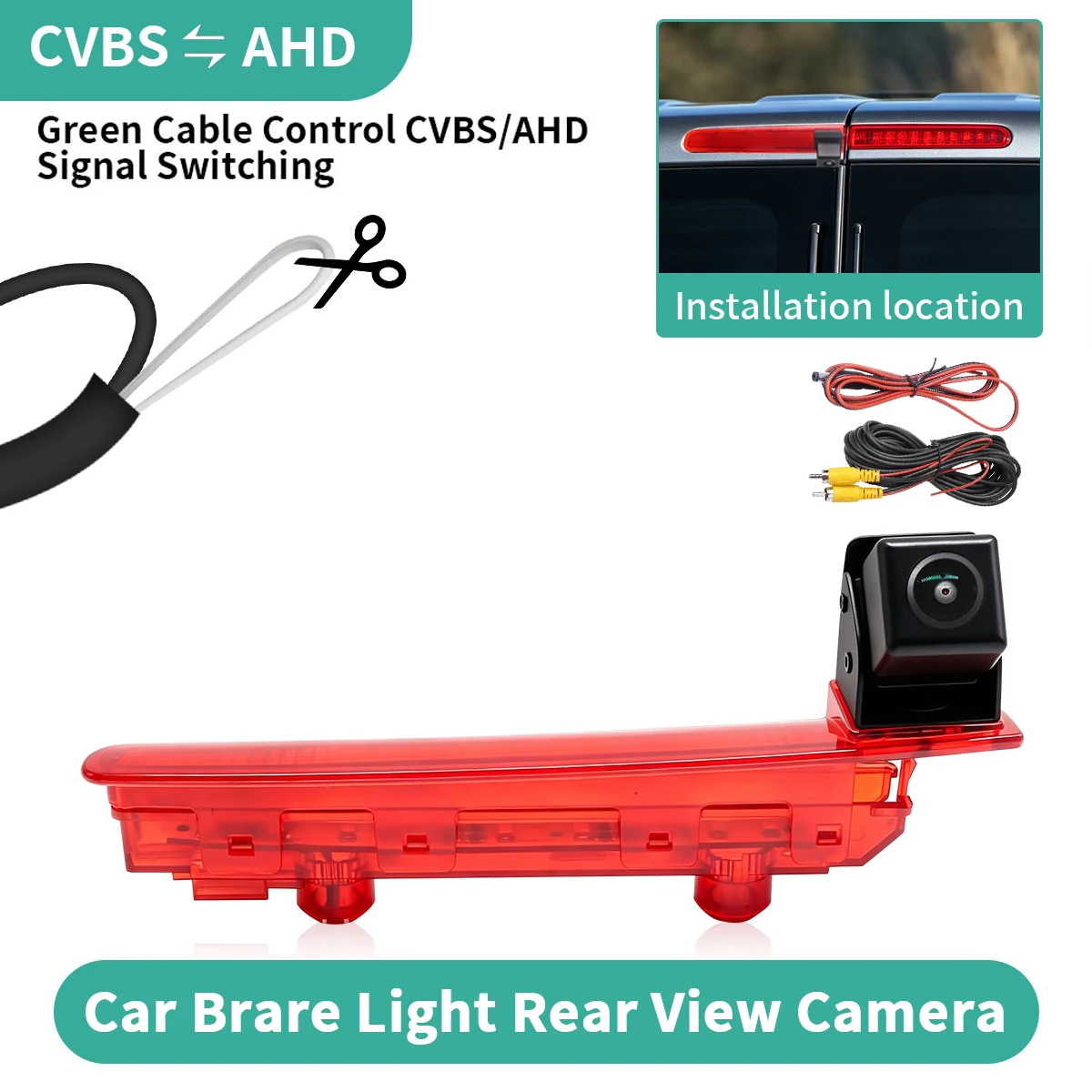 AHD Car Brake Light Rear View Backup Camera Waterproof Wide Angle Parking Assistance For VW Transporter T5 T6 2010‑2019