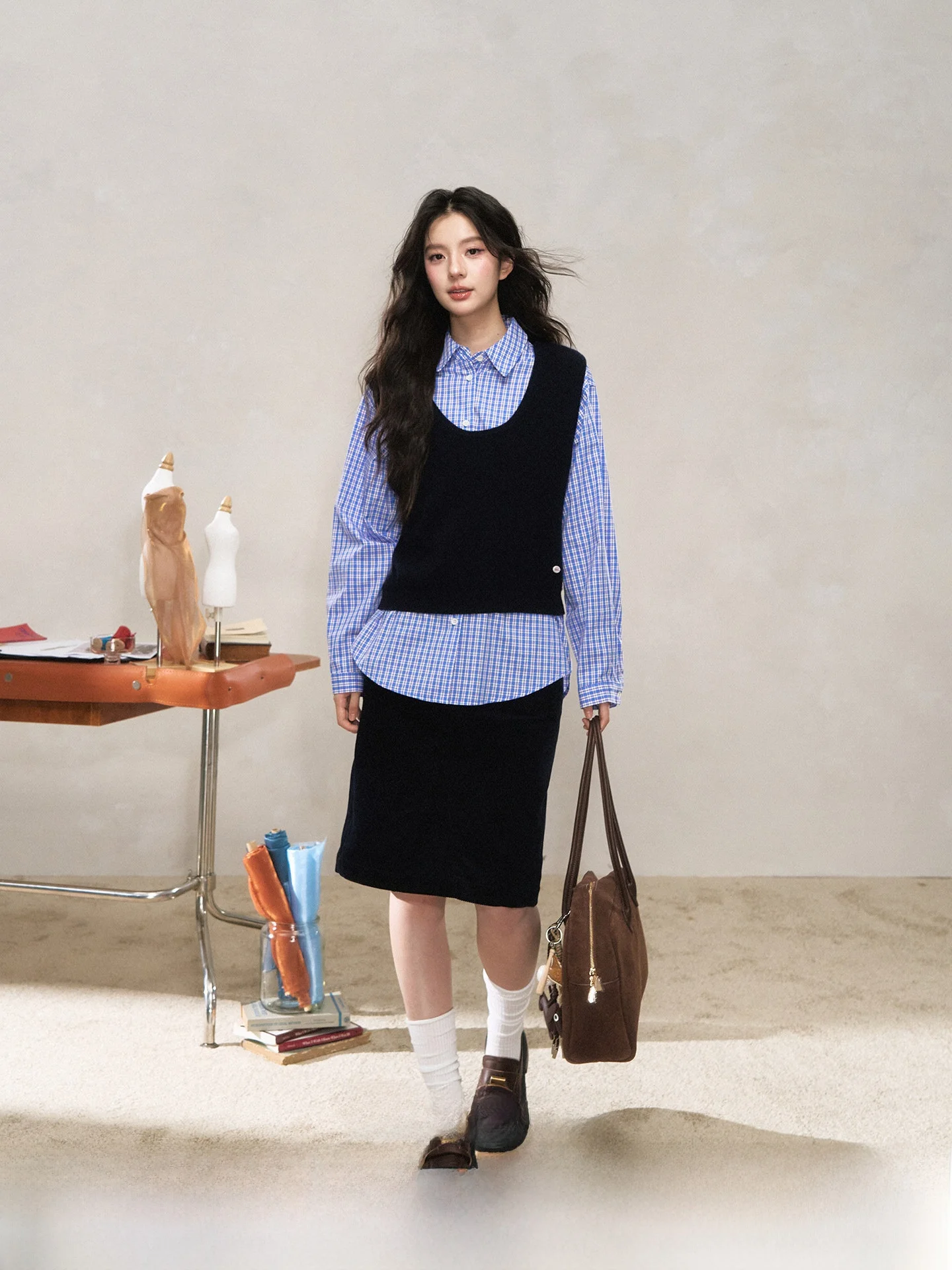 

Юбка А-силуэта с высокой талией, женская, в корейском стиле, модный дизайн, облегающая, для повседневной носки, осень 2025