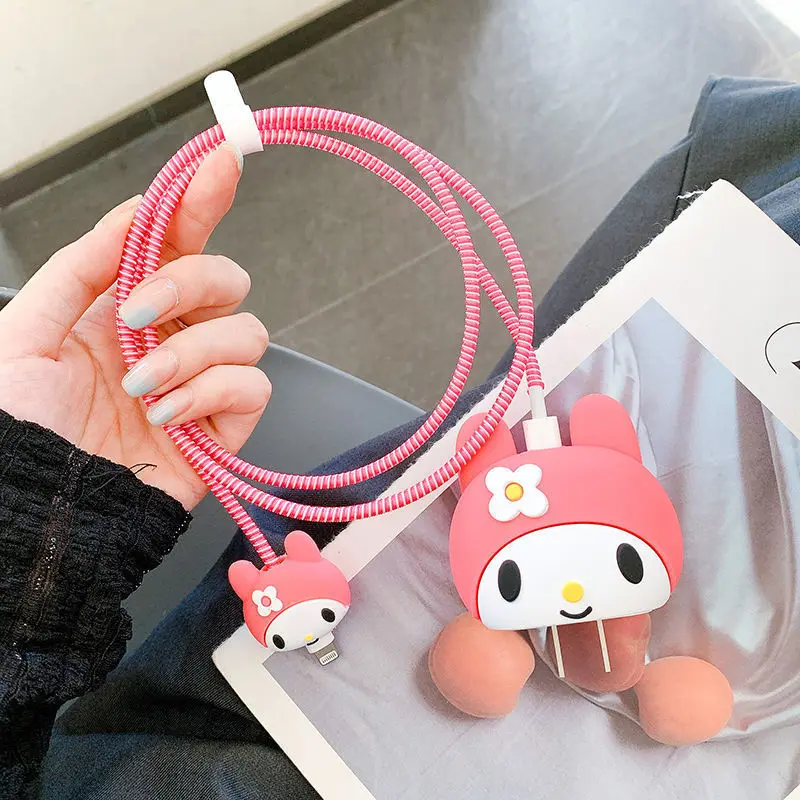 Sanrio Cable Protector Data Cartoon for Iphone 18/20W Charger Anime Kuromi My Melody Cable Protector Anti Leakage Bending Kawaii