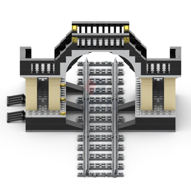 Train Station Pedestrian Bridge Model Set Building Blocks Compatible 53401 Railway Track Parts City Street MOC Bricks Kid Toys