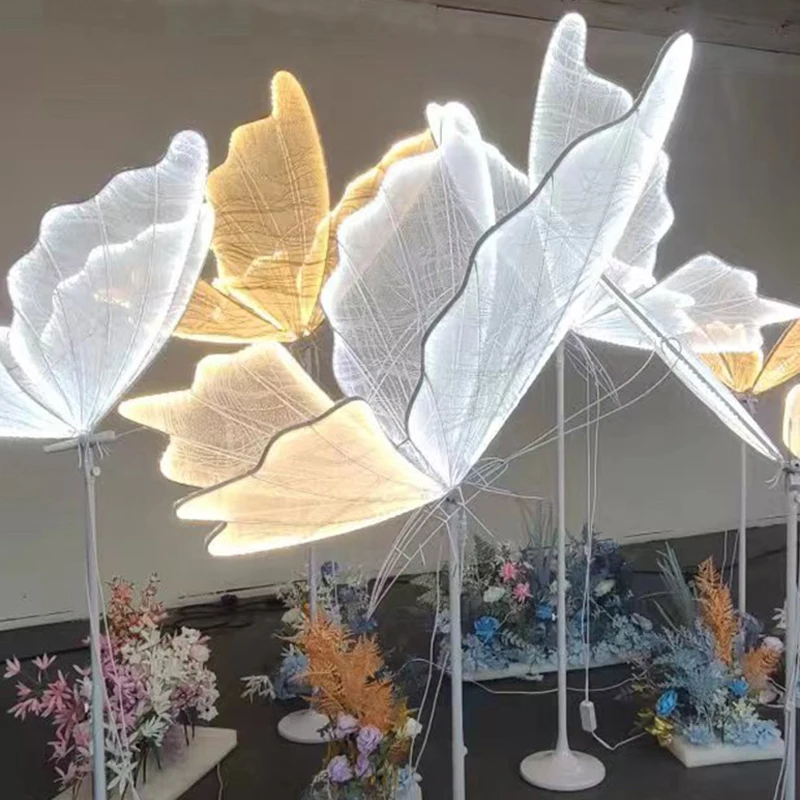 Contemporary Creative Design LED Romantic Standing Butterfly Flowers Lamp Decoration Wedding Party Event Lights