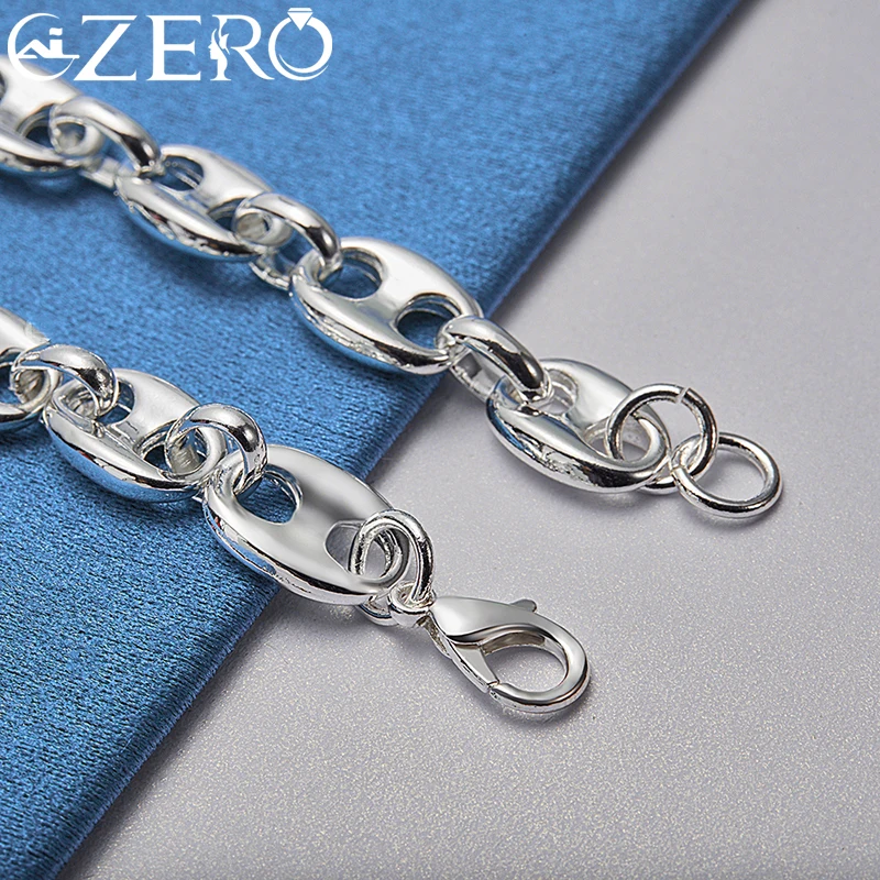 ALIZERO 925 Sterling Silver Pig Nose Chain Bracelet For Women Men Charm Wedding Engagement Party Fashion Jewelry Gifts