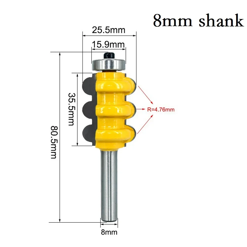 1pc 1/2inch 12mm 8mm Shank Triple Bead Column Finger Joint Glue Raised Panel V Joint Router Bit Tenon Woodworking Milling Cutter